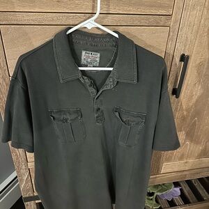 Lucky Brand Blue and Gray Polo Shirt with Short Sleeves